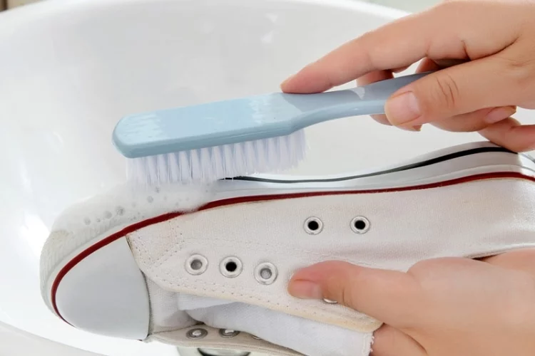 Take a soft brush and scrub smoothly