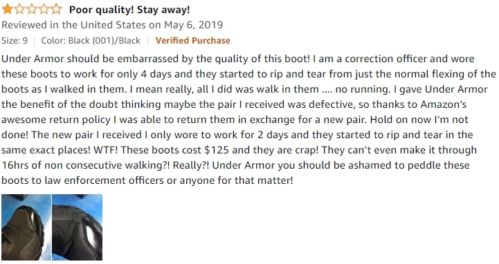Top Critical Review for the Under Armour Men's Valsetz Tactical Boots